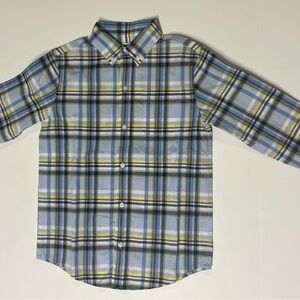 Janie and Jack Blue and Yellow Plaid Button Down Shirt Boys size 8